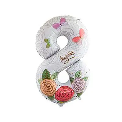 Цифра F "8 марта, розы" 40"