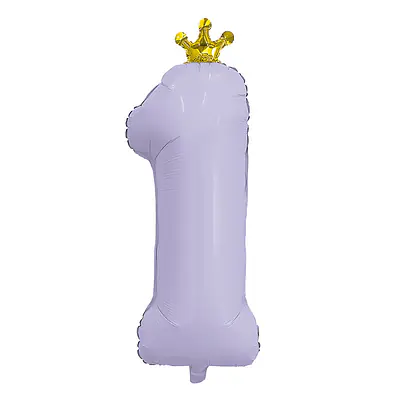 Цифра Ag "1, с короной, лаванда" 32"