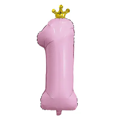 Цифра Ag "1, с короной, фламинго" 32"