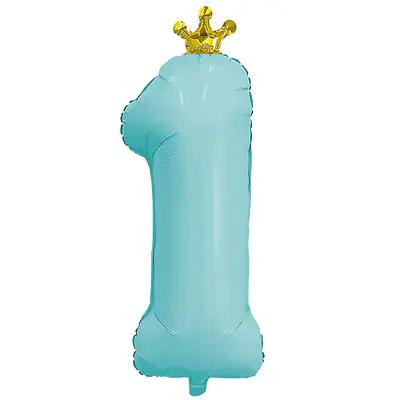 Цифра Ag "1, с короной, Аквамарин " 32"