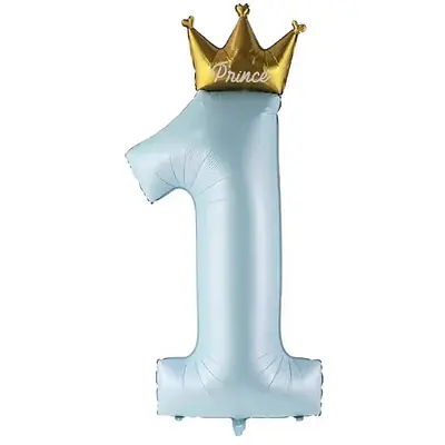 Цифра F  "1 золотая корона", голубая, 40"/102см