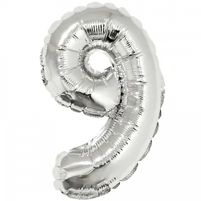 Цифра F "Серебро, 9" 16"