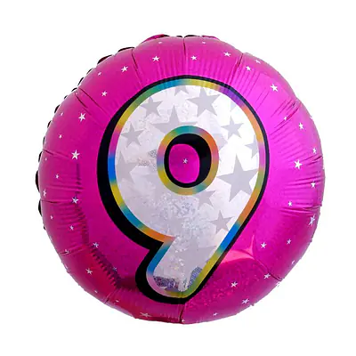 Цифра, Круг, F "Розовый, 9" 18"