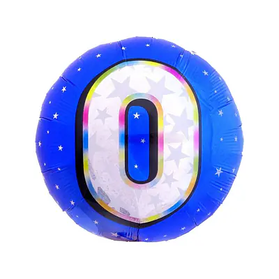 Цифра, Круг, F "Синий, 0" 18"