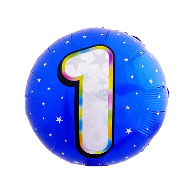 Цифра, Круг, F "Синий, 1" 18"